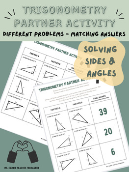 Preview of Trigonometry Partner Activity (Solving Sides and Angles Review)