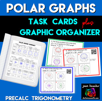 Preview of Polar Graphs Task Cards and Organizers with QR