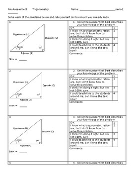 Preview of Trigonometry Pre-assessment