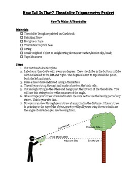 Preview of Basic Trigonometry Project - How Tall Is That? (Making a Theodolite)
