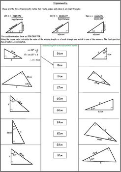 Trigonometry Ratios Activity Worksheets. by 123 Math | TpT