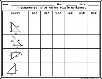 Trigonometry Ratios Cut Paste Solve Match Puzzle By Secondary Math Shop