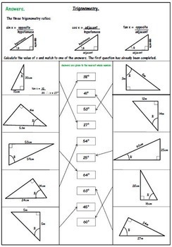 Right Triangle Trigonometry Worksheet - SOH CAH TOA by 123 Math | TpT