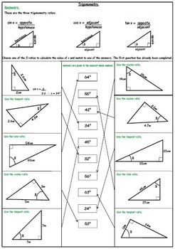 Right Triangle Trigonometry Worksheets: SOH CAH TOA by 123 Math | TpT