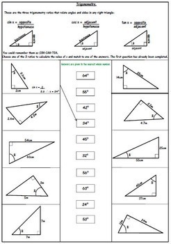 right triangle trigonometry worksheets soh cah toa by 123 math tpt