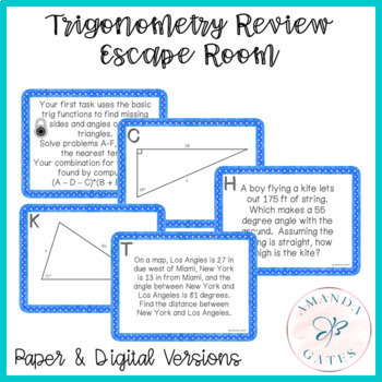 Preview of Trigonometry Review Activity: Escape Room