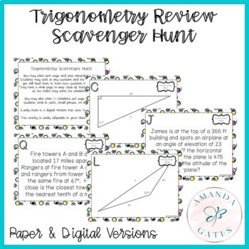 Preview of Trigonometry Review Activity: Scavenger Hunt