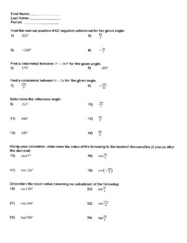 Trigonometry Review w/ Assessment by Team ABF Mathematics | TPT