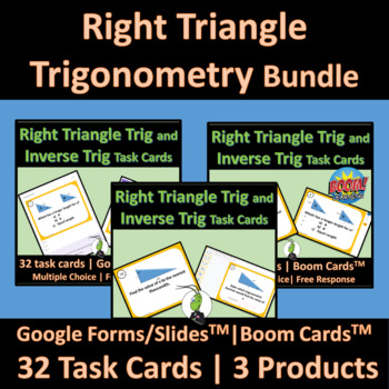 Preview of Trigonometry Right Triangle and Inverse Trig Bundle | Google | Boom | Task Cards