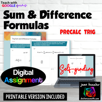 Preview of Trig Sum and Difference Angle Identities Self Grading Digital and Print