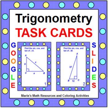 Preview of TRIGONOMETRY TASK CARDS:  "GOOGLE SLIDES", SMARTBOARD, POWERPOINT