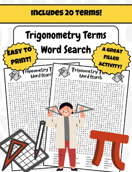 Preview of Trigonometry Terms Word Search