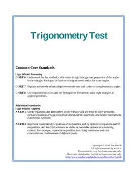 Preview of Trigonometry Test