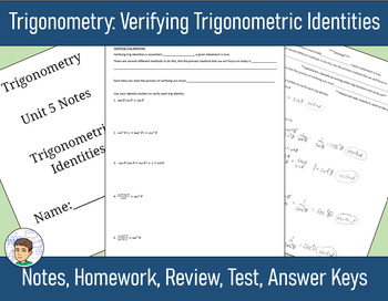 Preview of Trigonometry Unit 5 - Trig Identities - Notes, HW, Review, Test, Answers