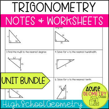 Preview of Trigonometry Unit Guided Notes with Video Lessons and Practice Worksheets Bundle