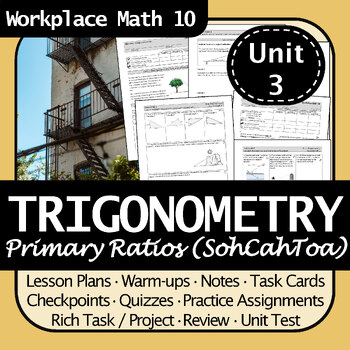 Preview of Trigonometry Unit Workplace Math 10 | Engaging, Differentiated, No Prep Needed!