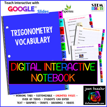 Preview of Trigonometry Vocabulary Interactive Digital Notebook