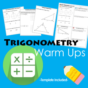 Preview of Trigonometry Warm Ups
