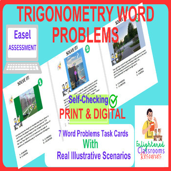 Preview of Trigonometry Word Problems- Practical Scenarios With Illustrations Task Cards