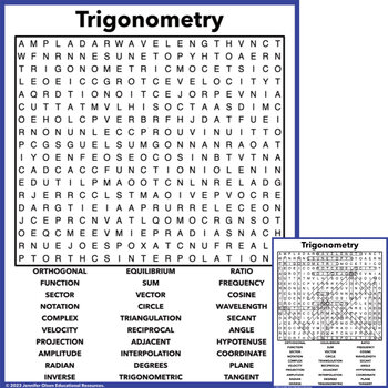 Preview of Trigonometry Word Search