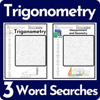 Preview of Trigonometry Word Search Puzzle BUNDLE