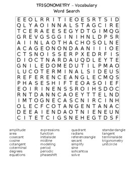 Preview of Trigonometry Vocabulary: Word Search and Crossword Puzzle