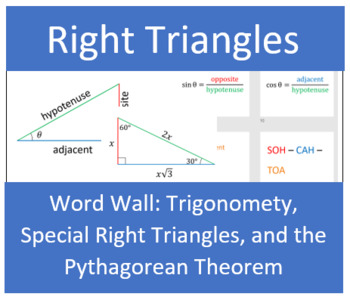 Preview of Right Triangle Trigonometry Vocabulary Word Wall