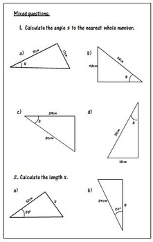 Trigonometry Worksheets - SOH CAH TOA by 123 Math | TpT