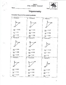 Preview of Trigonometry Worksheets and Quizzes
