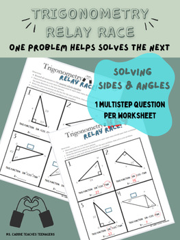 Preview of Trigonometry (solving sides, angles, & multistep) RELAY RACE