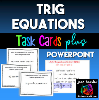 Preview of Trig Equations Task Cards plus PowerPoint