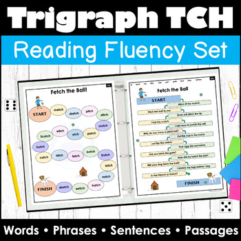 Preview of Trigraph TCH Digraphs Reading Fluency Passages Words Phrases Sentences | Binder