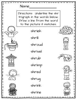 Trigraph Worksheets - shr by Ms A s Place | TPT