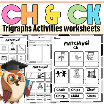 Preview of Trigraphs CH & CK Worksheet|KN & NG Phonics Word Work Activities|CK & CH