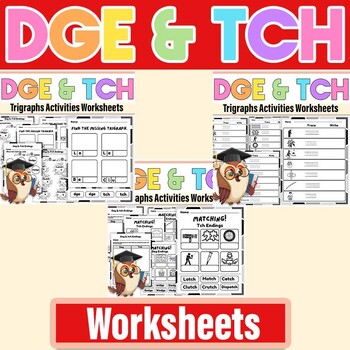 Preview of Trigraphs DGE TCH Worksheet|DGE TCH Phonics Word Work Activities|DGE TCH Bundle
