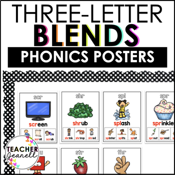 Preview of Trigraphs Three-Letter Blends Poster Set - Consonant Clusters