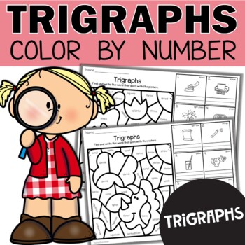 Preview of Trigraphs Worksheets ELA Morning Activities Color by Code Busy Work for 1st 2nd