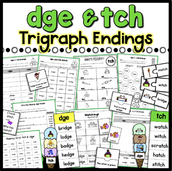 Trigraphs -dge and -tch Worksheets and Word Work Assessment | TpT