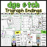 Trigraphs -dge and -tch Worksheets and Word Work  Assessment