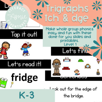 Preview of Trigraphs tch & dge Phonics Slides- Science of Reading
