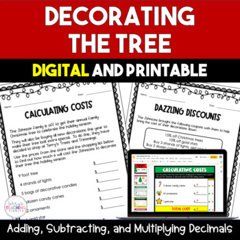 Preview of 5th Grade Decimals Decorating the Tree Freebie