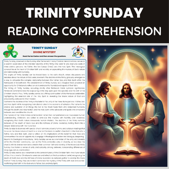 Preview of Trinity Sunday Reading Comprehension Worksheet