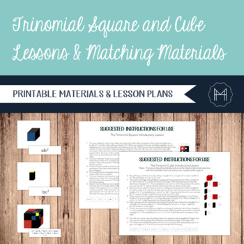 Preview of Trinomial Square and Cube Lessons and Matching Materials