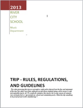 Preview of Trip Guidelines, Rules, Regulations, for Band, Choir, Orchestra - Word Format