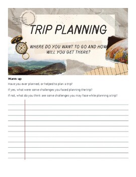 Preview of Trip Planning Note Taking Page