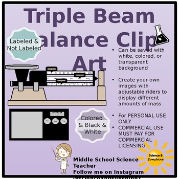 Preview of Triple Beam Balance / Electronic Scale Measure Mass Clip Art PERSONAL USE ONLY