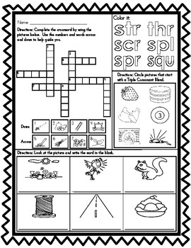 phonics worksheets 1 blends grade Blends Triple  TpT Teachers  Worksheets R by US Consonant