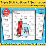 Triple Digit Addition And Subtraction Worksheets (With Reg