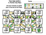 Triple Digit Addition With Regrouping St. Patrick's Day Math Maze