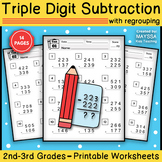 Triple Digit Subtraction With Regrouping Worksheets: Subtr
